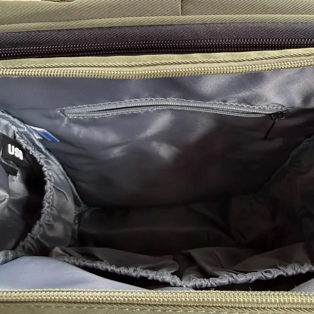 Jollito Green Nylon Diaper Bag Backpack USB Quilted Baby Travel Work Bag Large